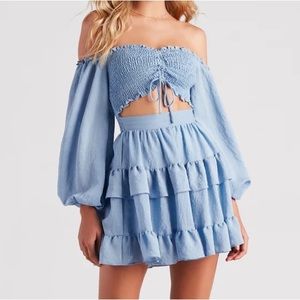 Ruffled Cutout Skater Dress